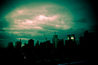 View of NYC SKYLINE at Dusk from w12th Street Roof top . NYC