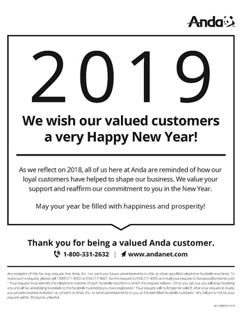 A01-30403-011019 - Anda - New Years Message Fax - Thank You - January 2019