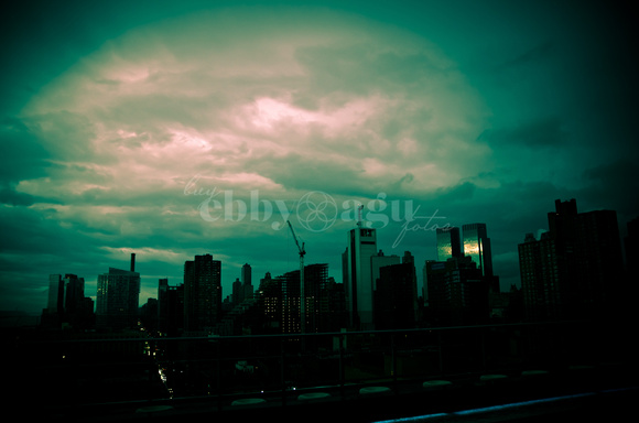 View of NYC SKYLINE at Dusk from w12th Street Roof top . NYC